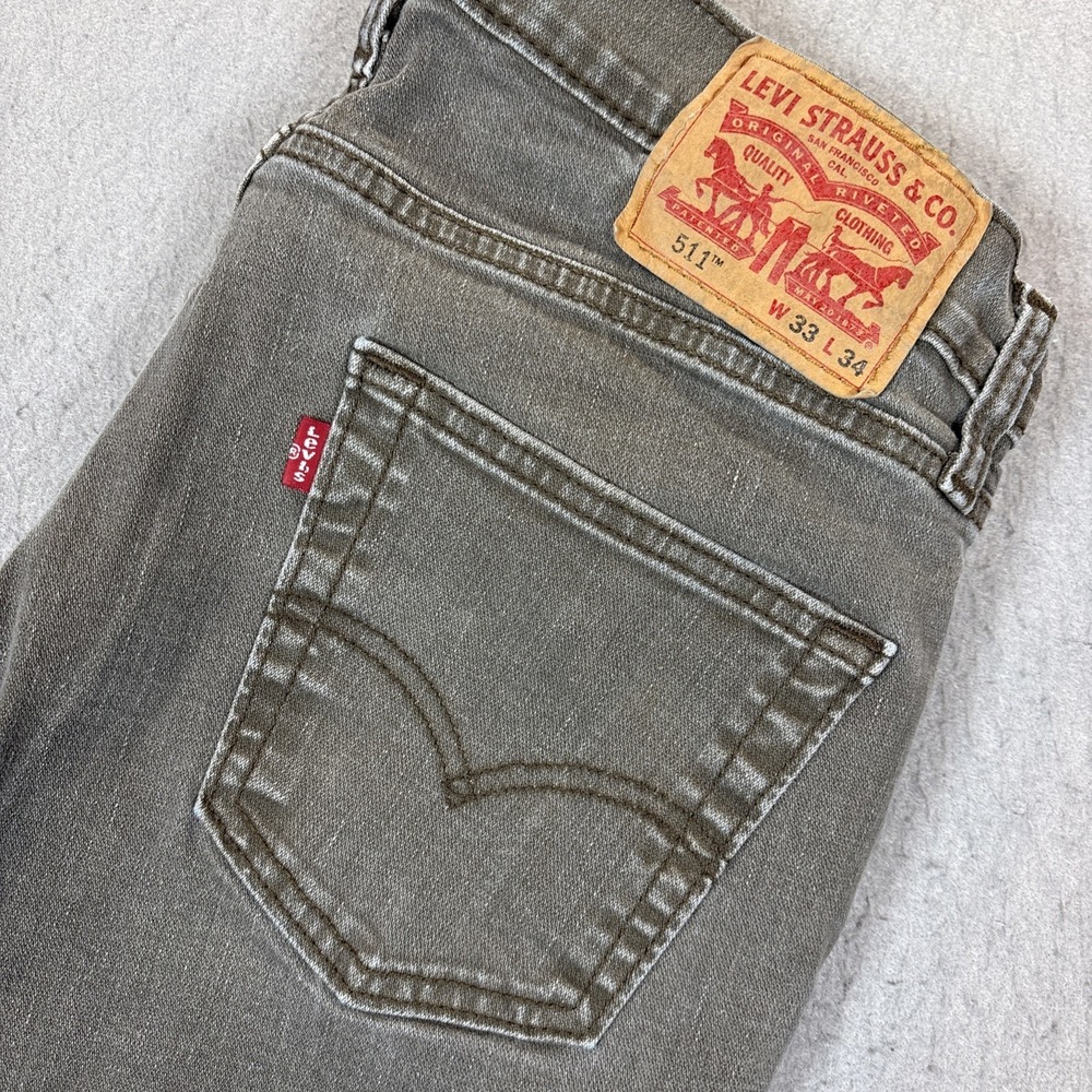Levis 511 Jeans Men's Gray Skinny Fit Taper Leg Size 33X34 Denim